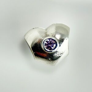 PANDORA Puffy Heart Charm 790134PCZ 925 ALE Pink CZ Retired Silver Collectible‎
